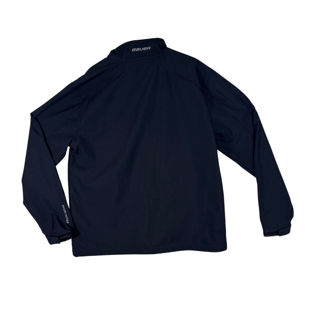 Bauer Team Hockey Softshell Jacket Black Full Zip Fleece Lined Mens XL Penguin - Picture 2 of 5
